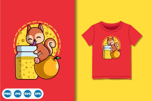 Cute Squirrel Drinking Smoothie T-Shirt Graphics