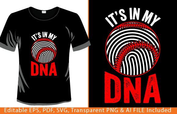 Funny Baseball T-Shirt It s in My DNA Graphic Design Asset