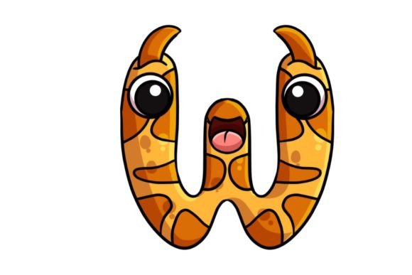 Funny Monster W Alphabet Letters - Vibrant Graphics for Branding