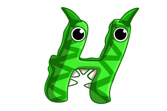 Funny Monsters H Alphabet Cartoon – A Playful Graphic for Creative Projects