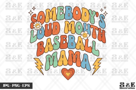 Funny Retro Baseball Mama Mothers Day Graphics for T-Shirt Designs
