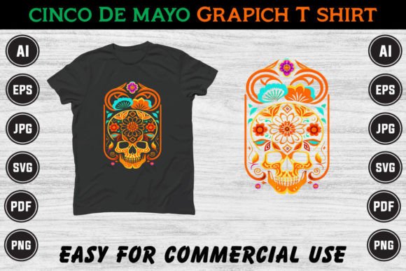 Mexican Skull Shirt Graphics for T-Shirt Designs