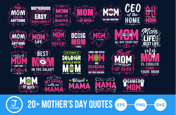 Mother’s Day Funny Quotes Graphics for T-Shirt Designs