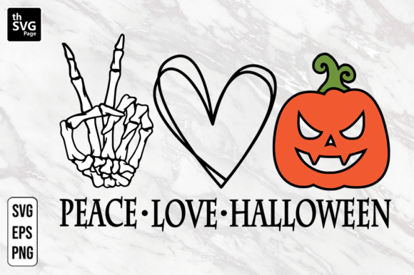 Peace Love Halloween SVG for Print Templates and Graphics