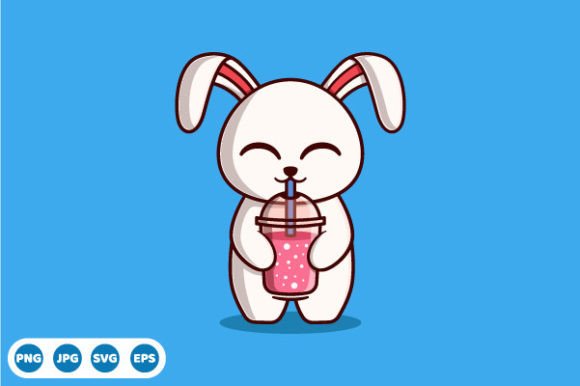 Vector Cute Bunny Drinking Smoothie: A Playful Graphic for Local Branding