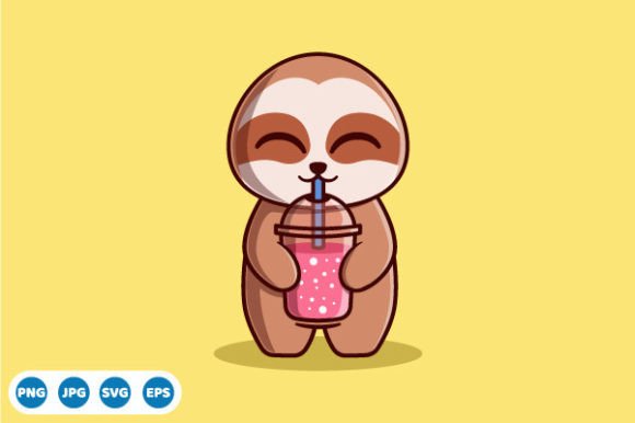 Vector Cute Sloth Drinking Smoothie: A Playful Graphic for Handmade Creations