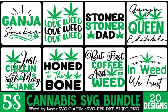 Weed SVG Bundle for T-Shirt Designs and Graphics